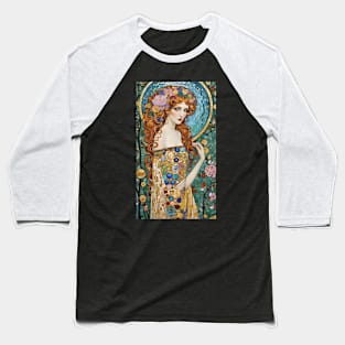 Gustav Klimt's Radiant Muse: Inspired Woman in Gilded Splendor Baseball T-Shirt